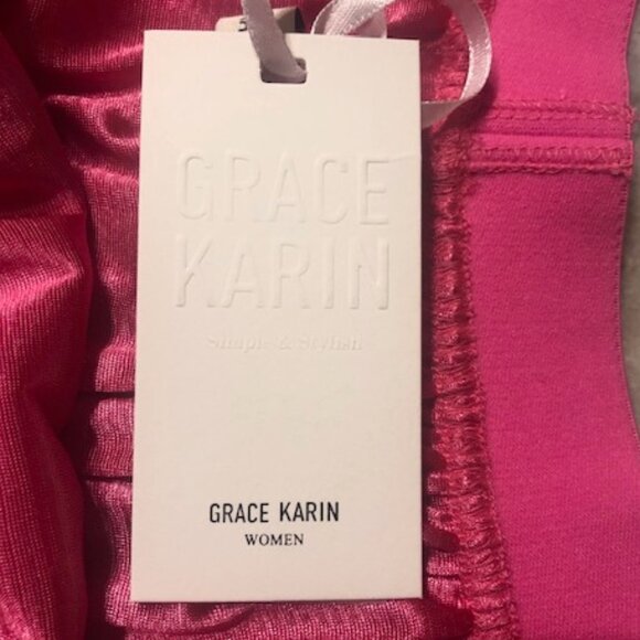 NWT Grace Karin Women Pink Pleated Chiffon Elastic Waist Skirt Lined Size 2XL - Picture 8 of 13